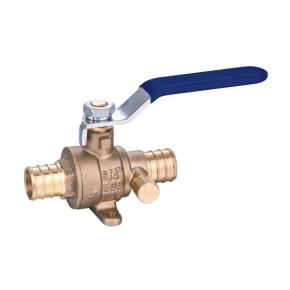 Brass PEX-B Barb Ball Valve with Drain and Mounting Pad